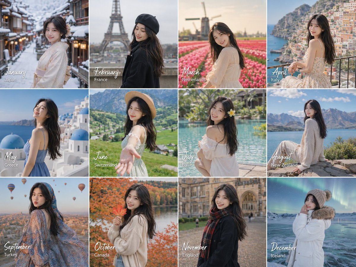 Month Travel Memory Grid
