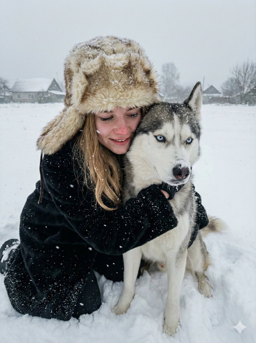 Hyper-realistic Winter Portrait with Siberian Husky