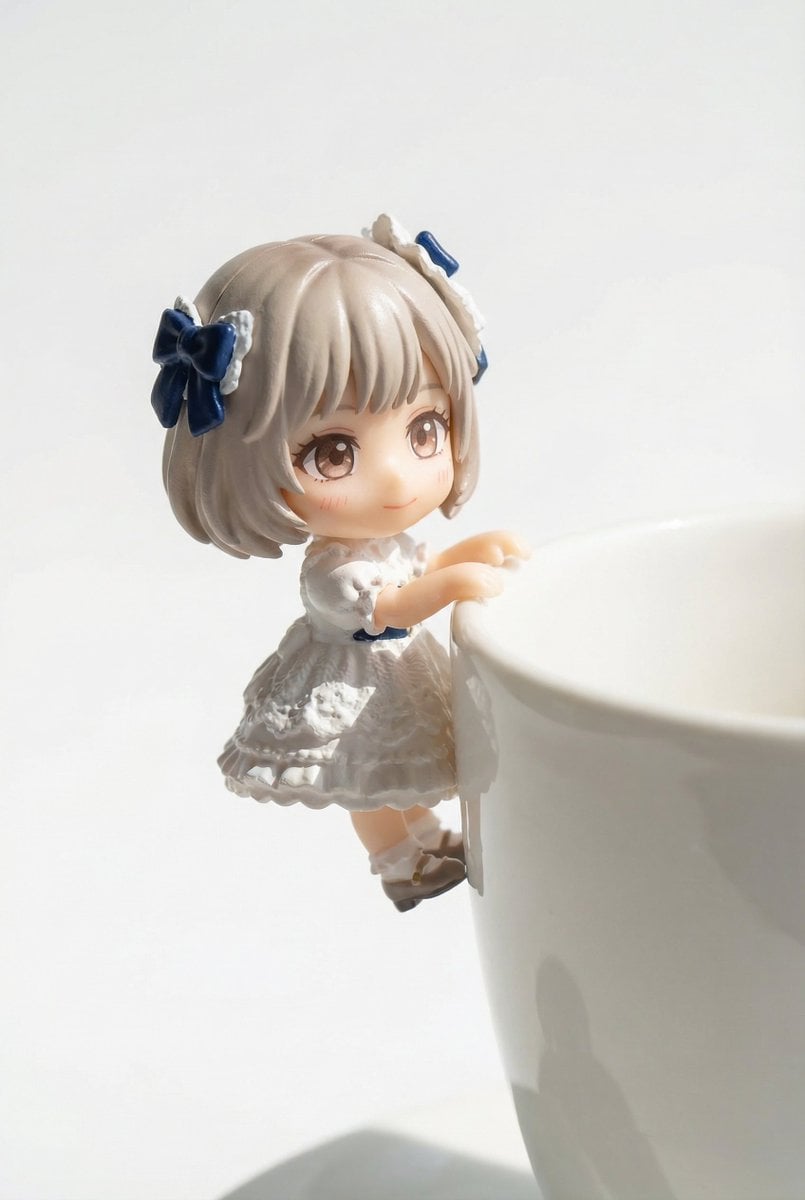 Miniature Figure Close-up with Melted Pizza Cheese