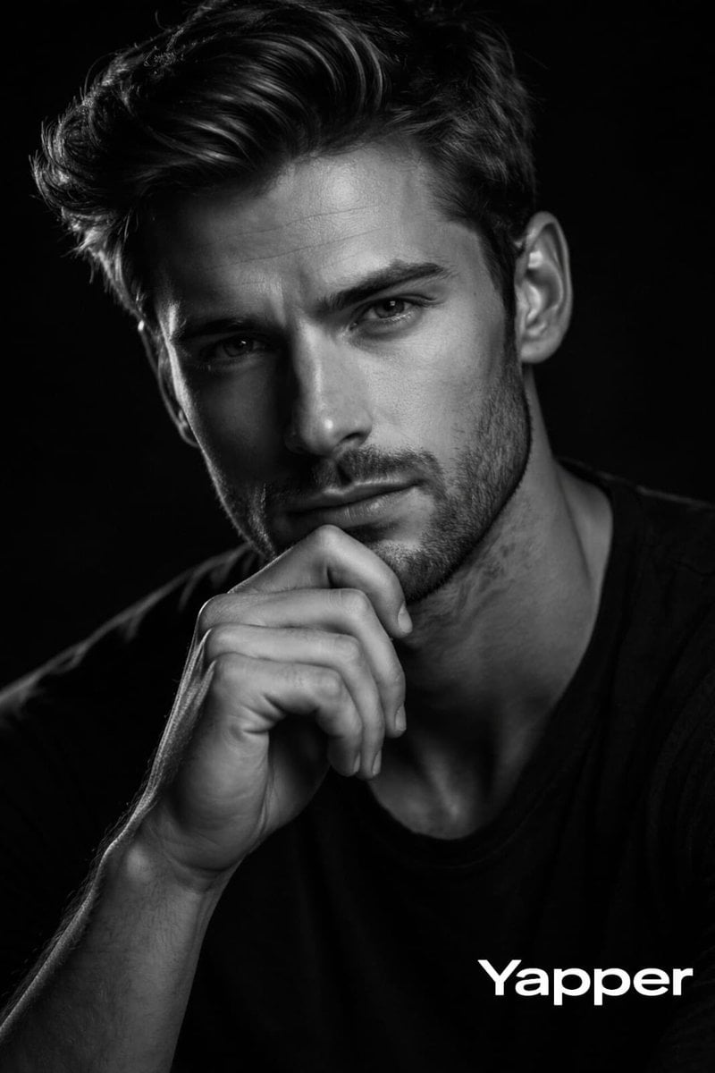 Cinematic Black and White Portrait with Low-Key Lighting