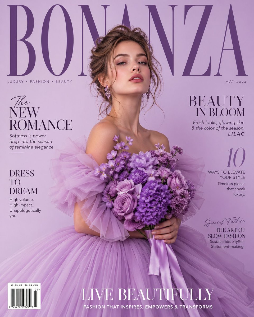 Lavender Couture Magazine Cover Fashion Portrait