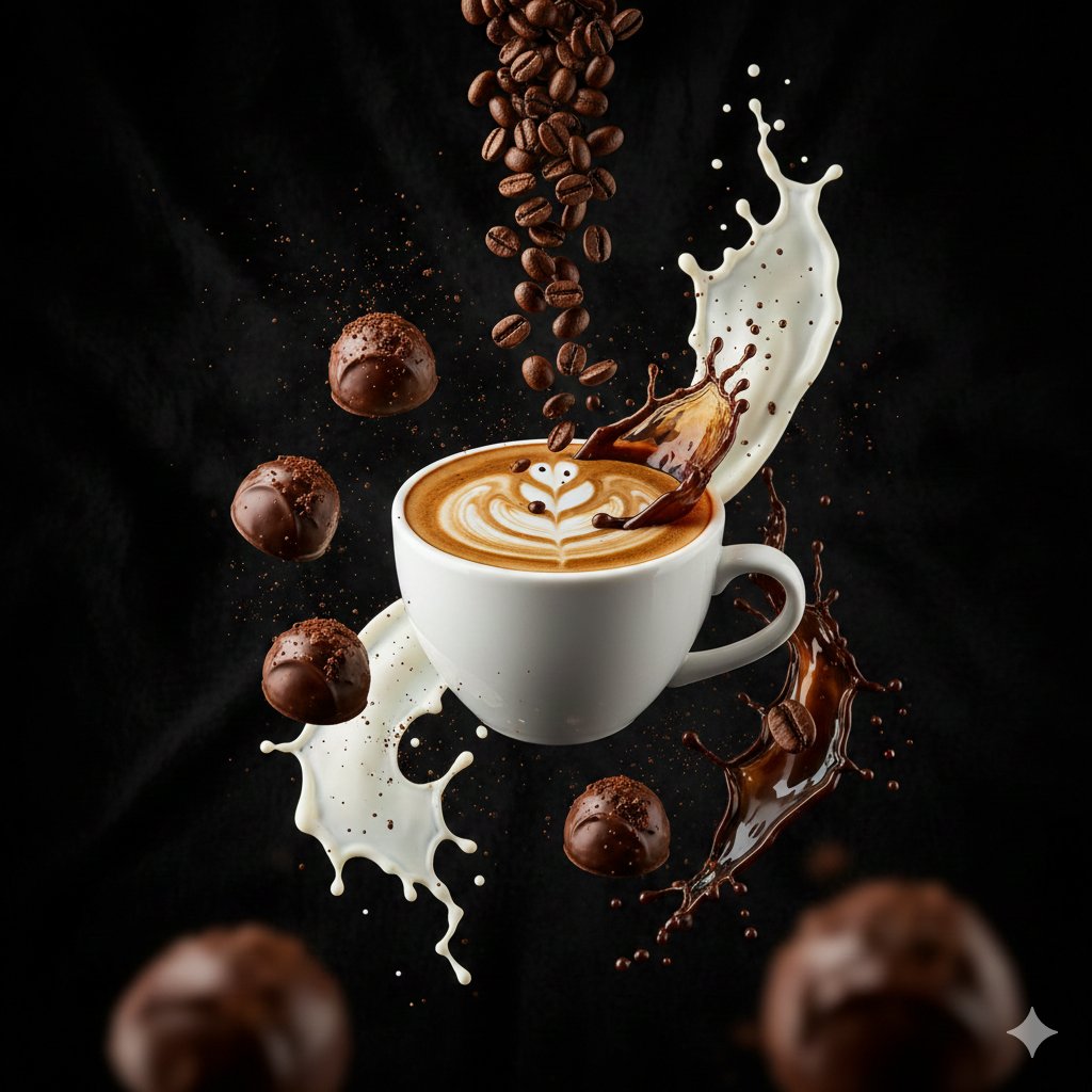 Ultra-Cinematic Splash Photography of Coffee and Chocolate