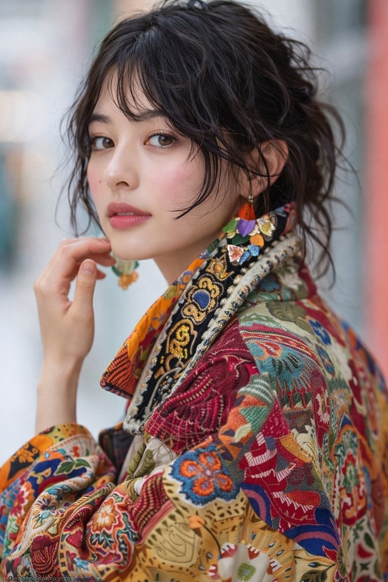 Artistic Patchwork Fashion Portrait Spring Festival