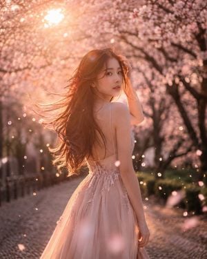 Cinematic Spring Portrait in Cherry Blossoms