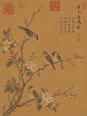 Song Dynasty Style Bird and Branch Painting