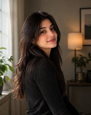 Warm Interior South Asian Woman Portrait
