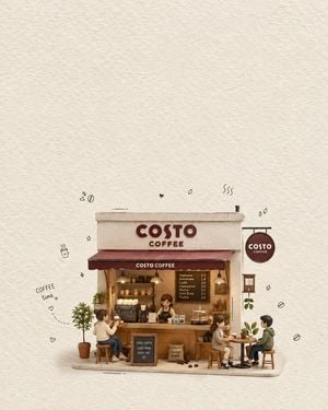 Minimalist 3D Miniature Coffee Shop