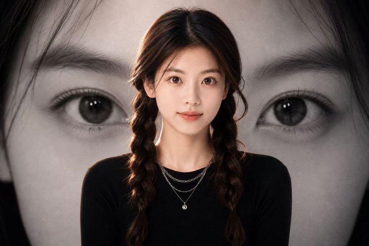 Black-and-White Eye Backdrop Portrait