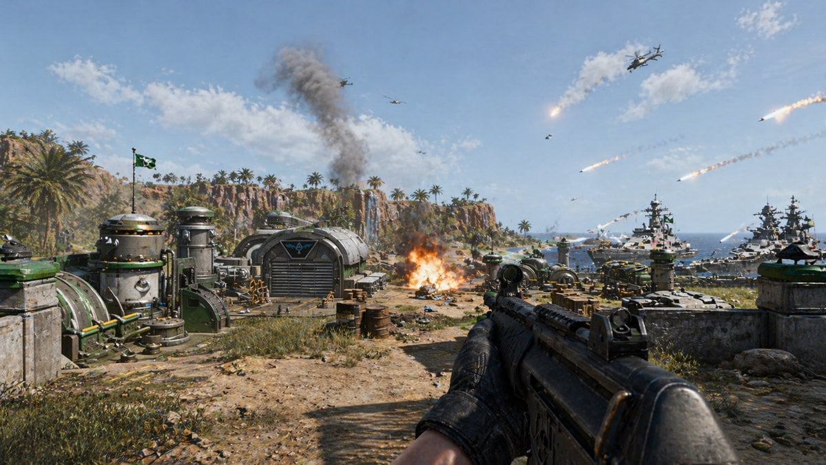 First-Person Tropical Island Warzone