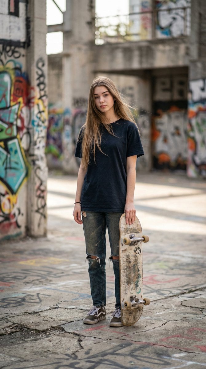 Ultra-realistic Urban Skateboarding Action Scene