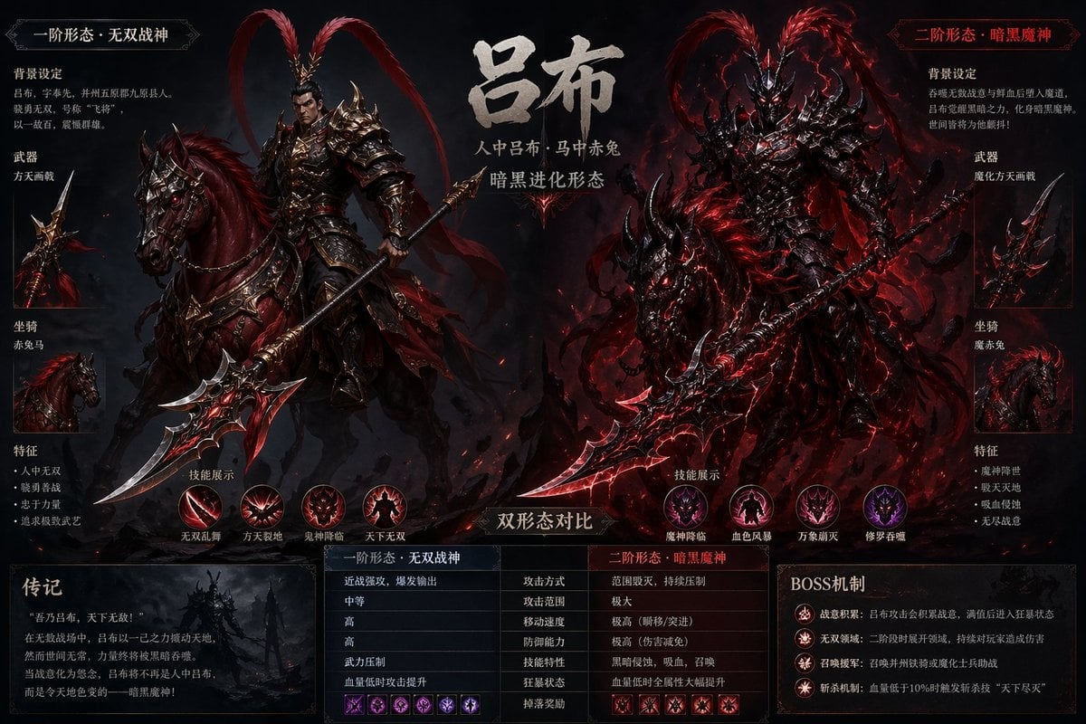 Lu Bu Game Boss Dual Form Design