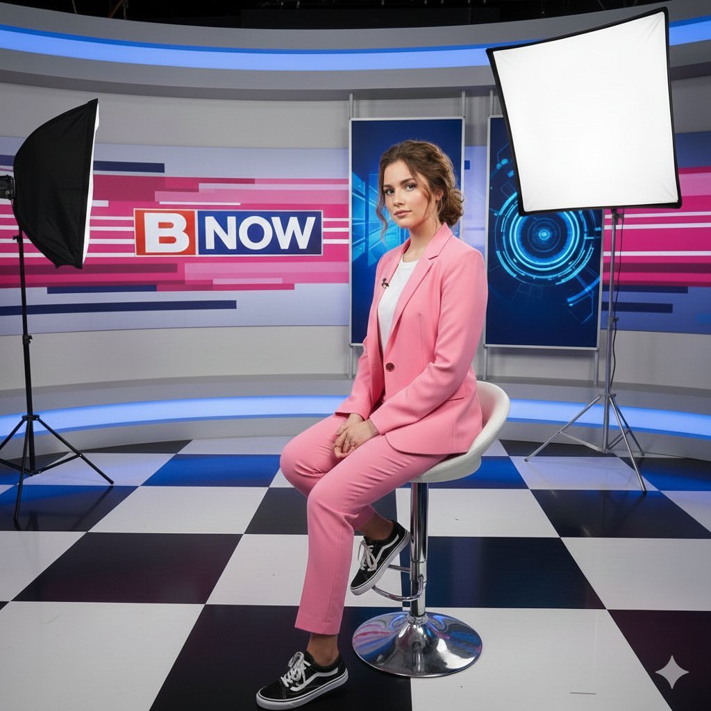 Modern Broadcast Media Aesthetic Portrait