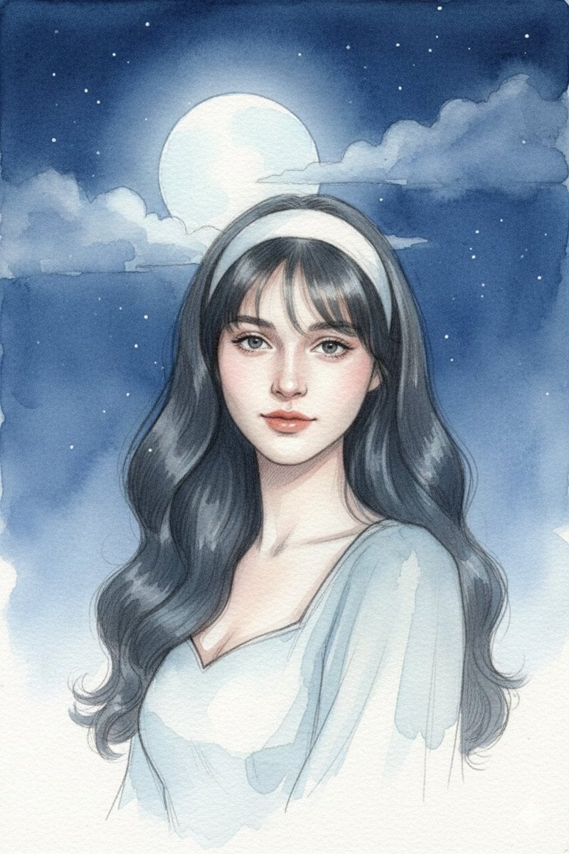 Moonlit Watercolor Portrait with Identity Lock