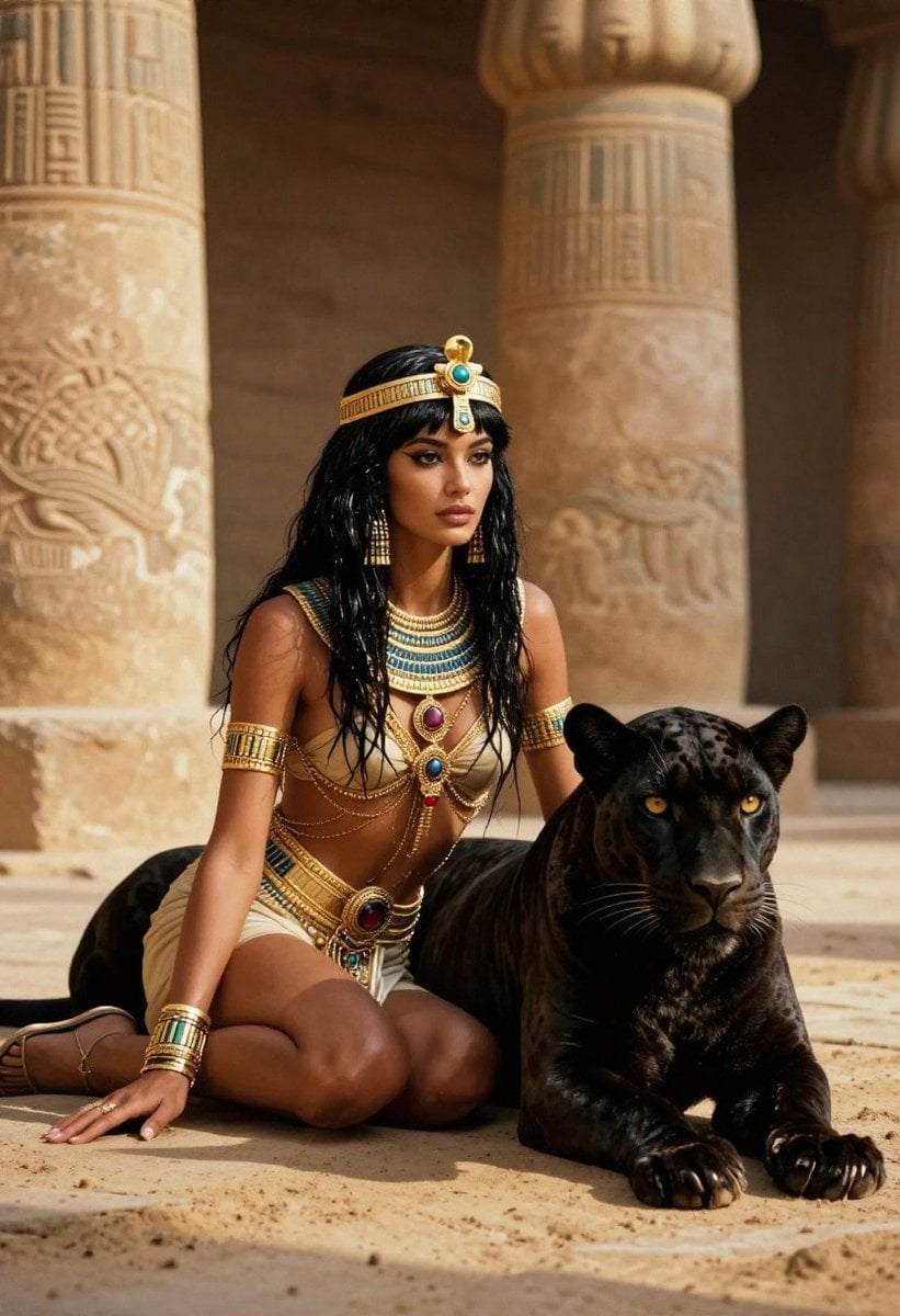 Ancient Egyptian Queen with Black Panther