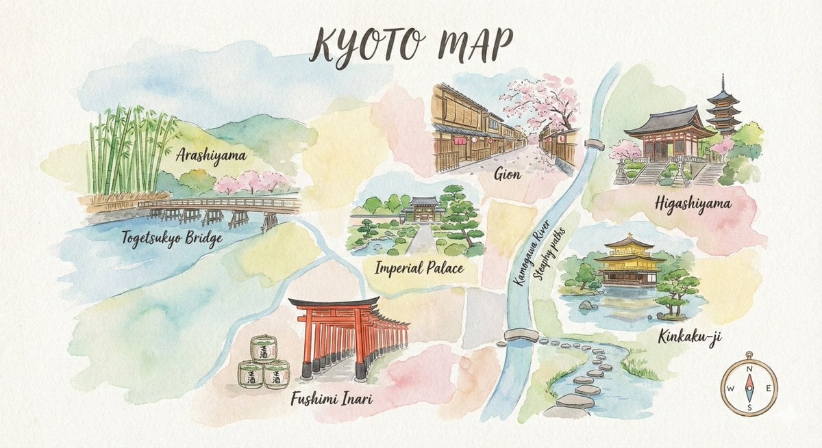 Watercolor Travel Map Illustration Prompt