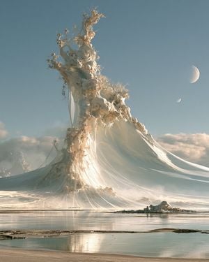 Surreal White Veil Mountain Landscape