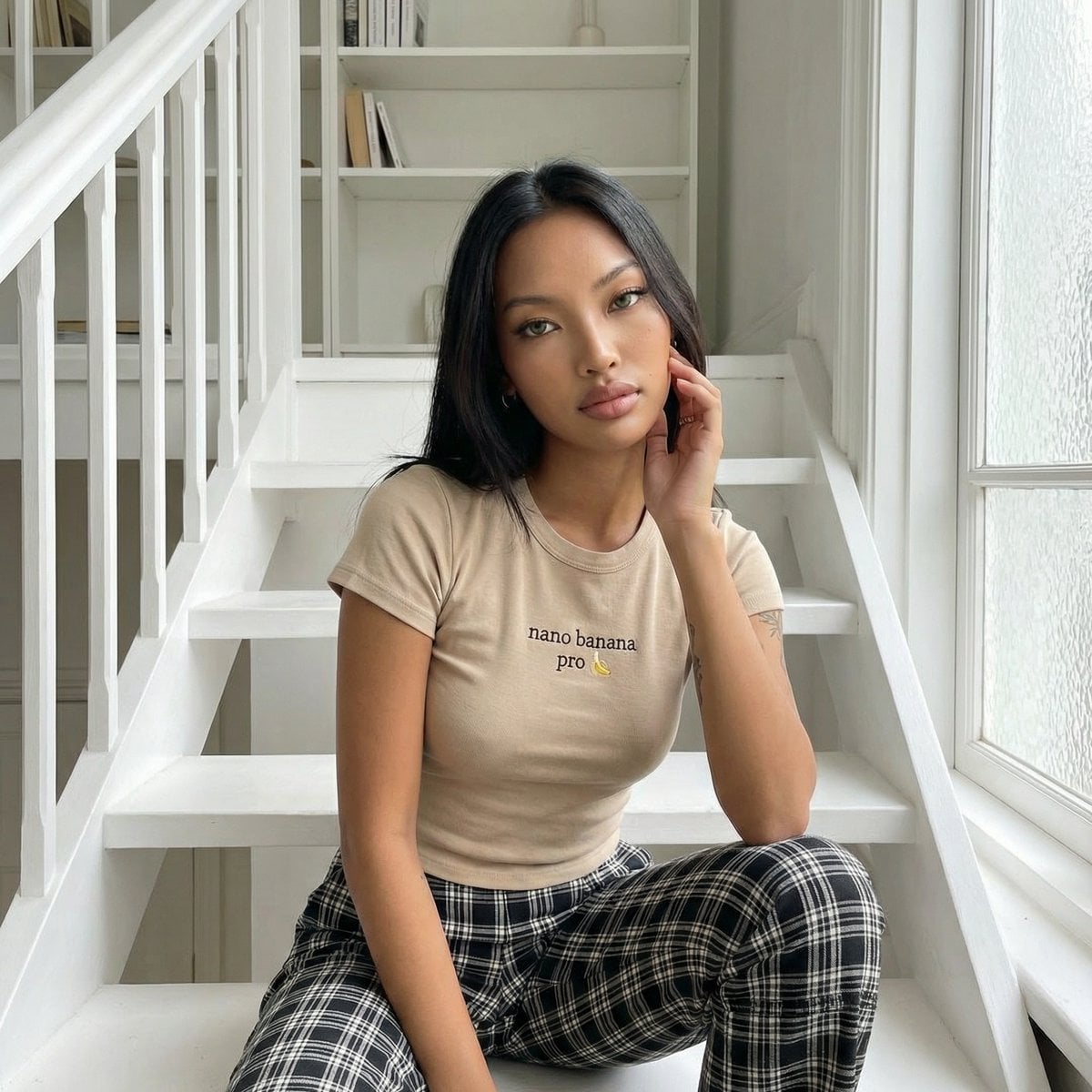 Editorial Portrait on Scandinavian Interior Stairs