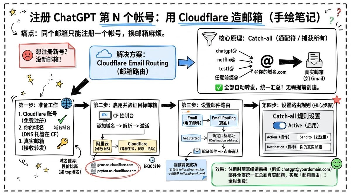 Cloudflare Catch-All Email Routing Infographic