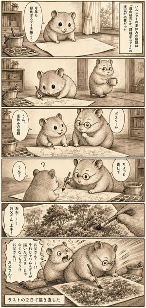 Sepia Hamster Summer Homework Manga
