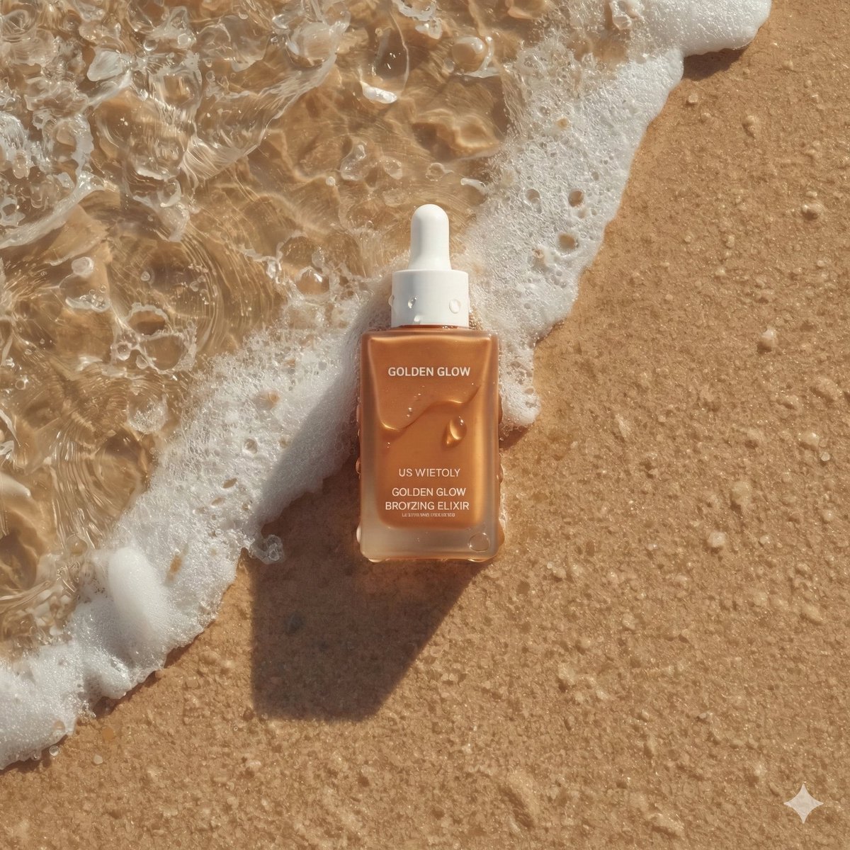 Ultra-Realistic Skincare Product Photography on Wet Beach Sand