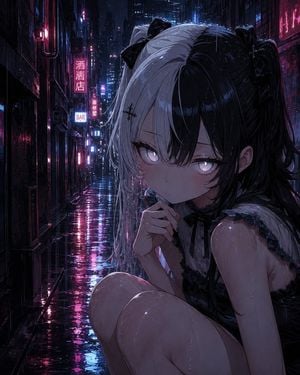 Rainy Gothic Alley Anime Girl