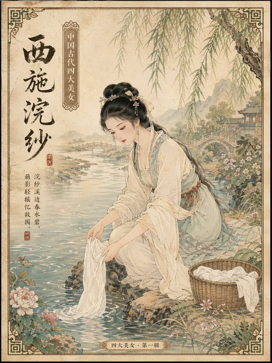 Ancient Chinese Beauties Postcard Prompt