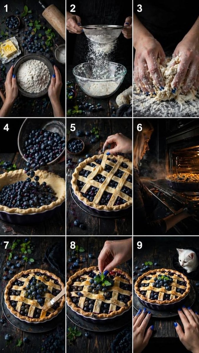 Step Rustic Blueberry Pie Collage