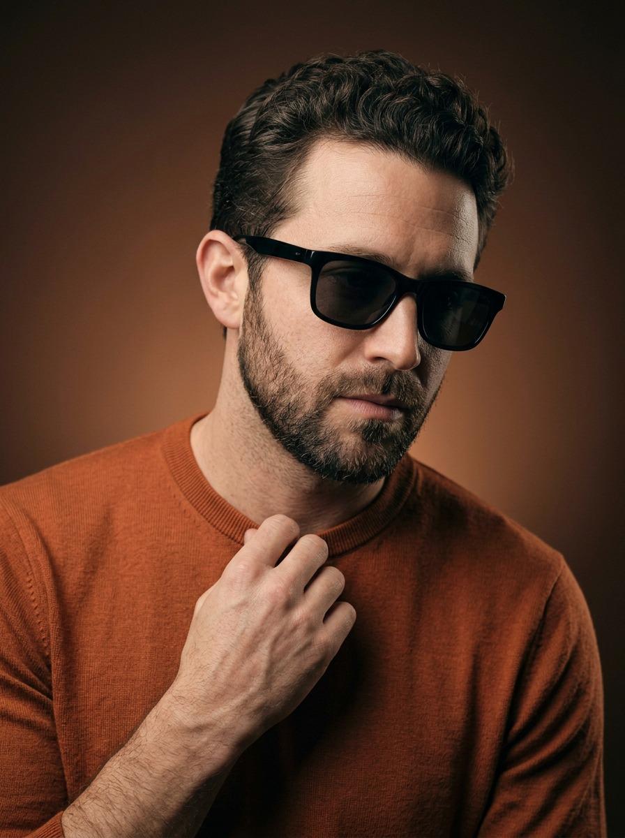 Cinematic Portrait of a Stylish Man in Burnt Orange