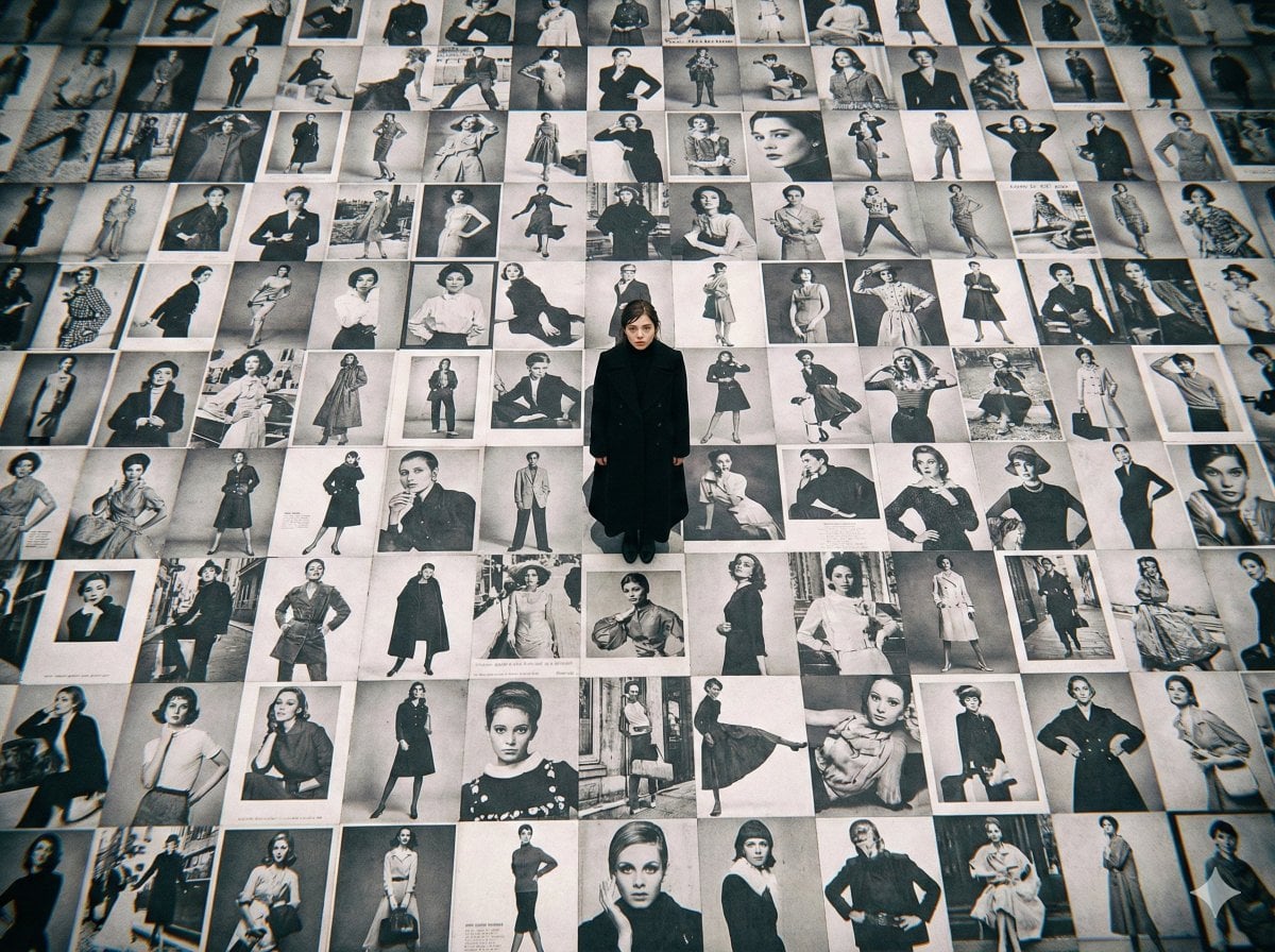 Bird's-Eye View of Actress on Billboard-Covered Ground