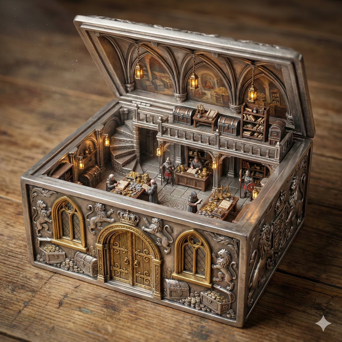Ornate Box Diorama of a Royal Treasury Counting Room