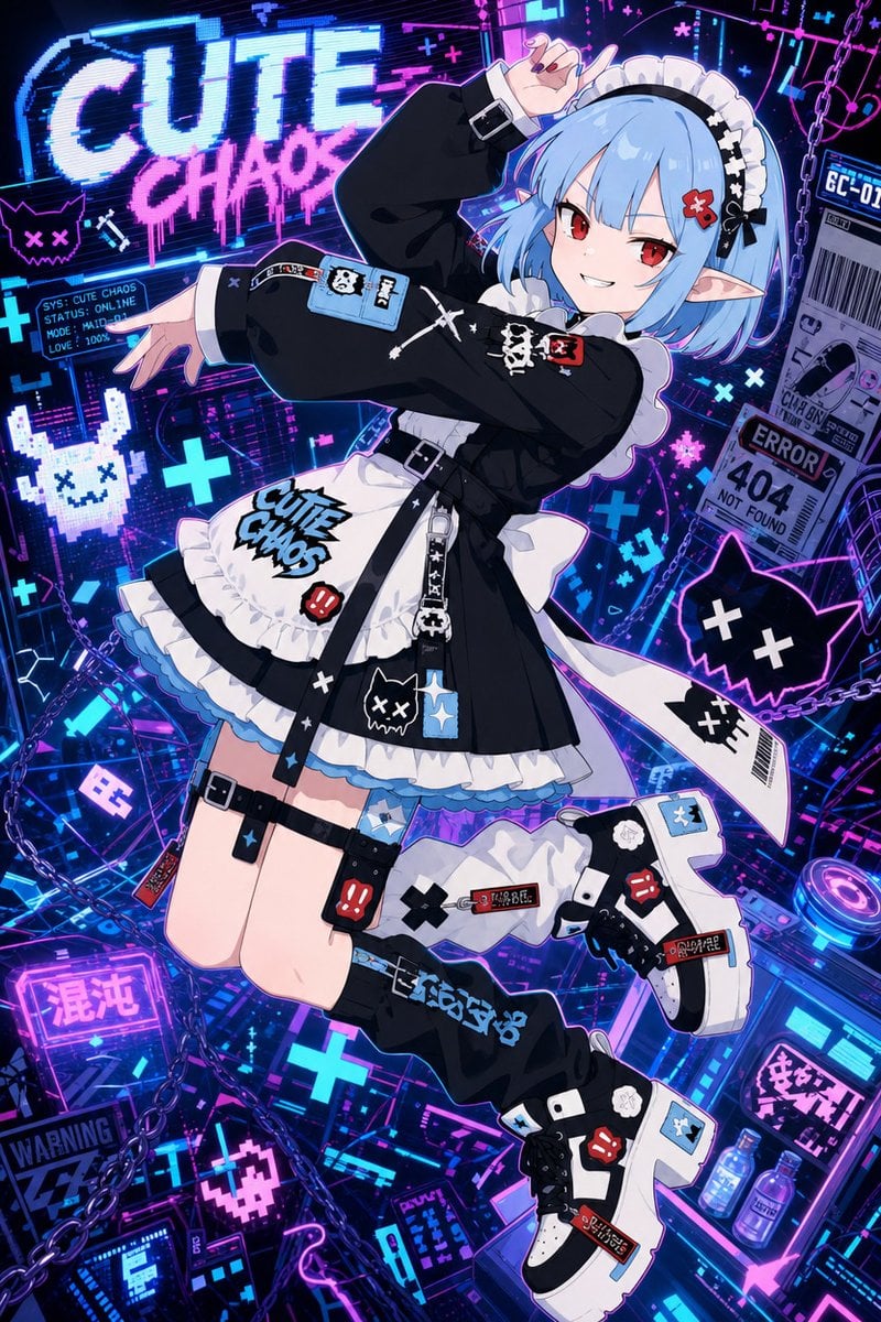 Cute Chaos Cyberpunk Maid Elf