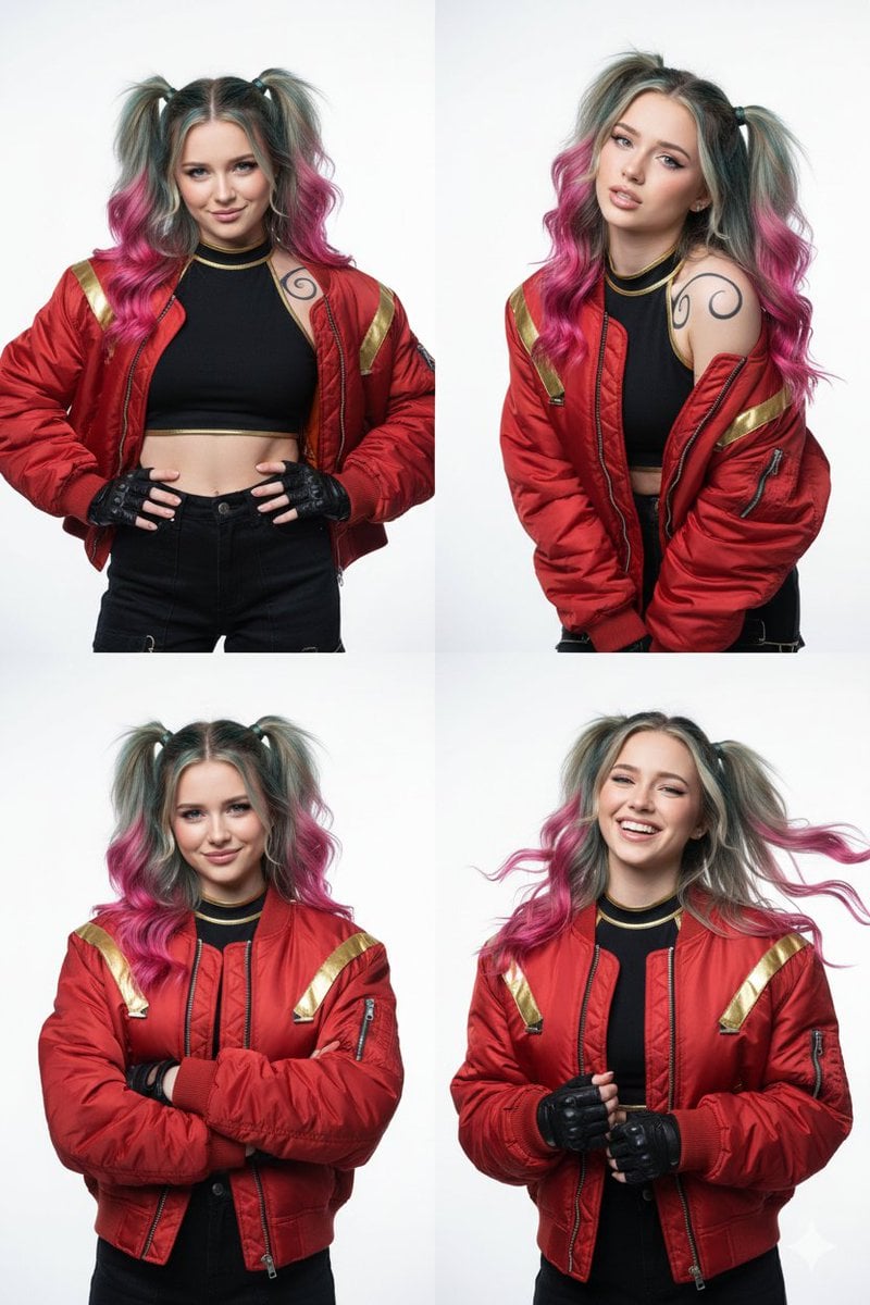 2x2 Grid of Cyber-Punk Portrait Shots