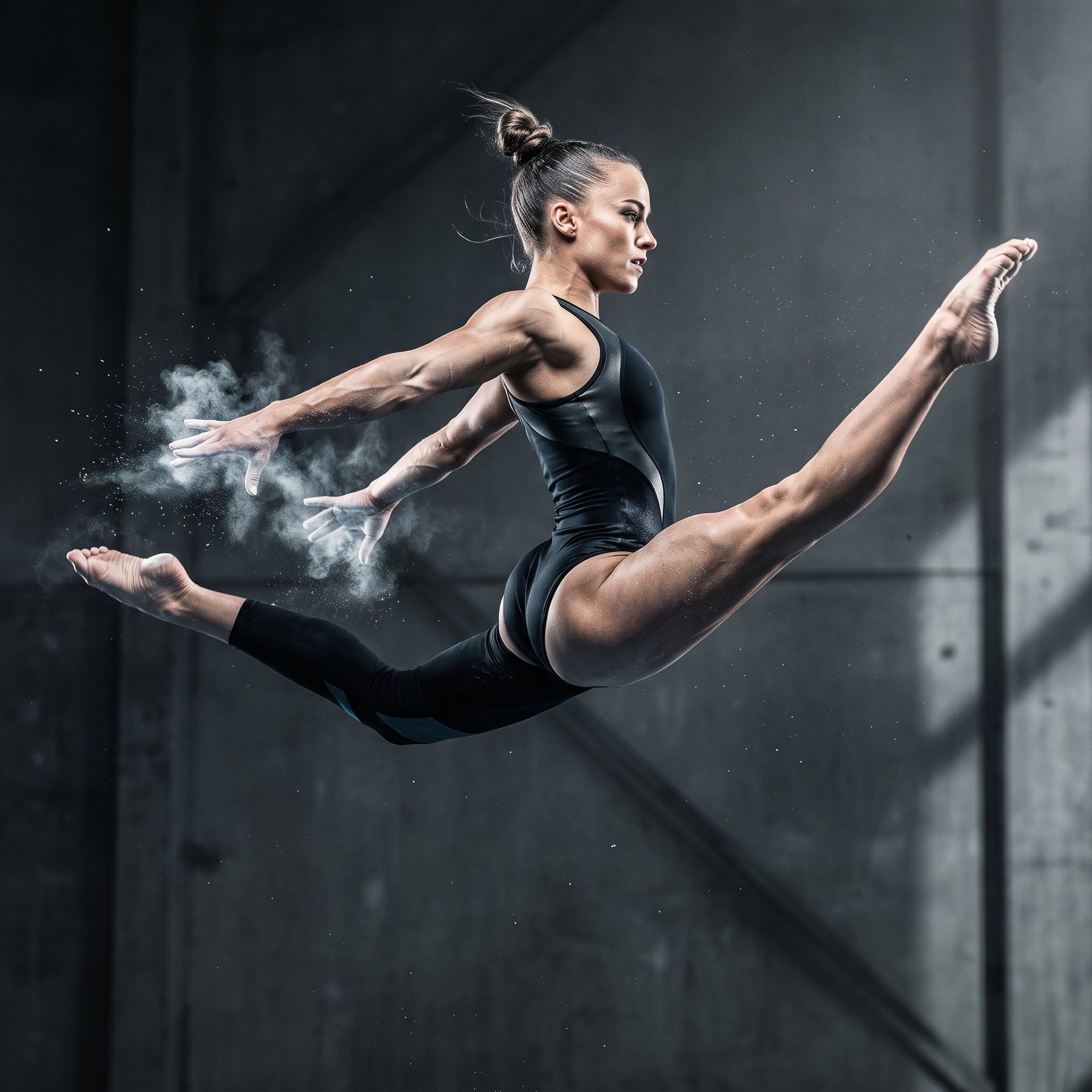 Avant-Garde Athleticism: Frozen Gymnast in Mid-Air