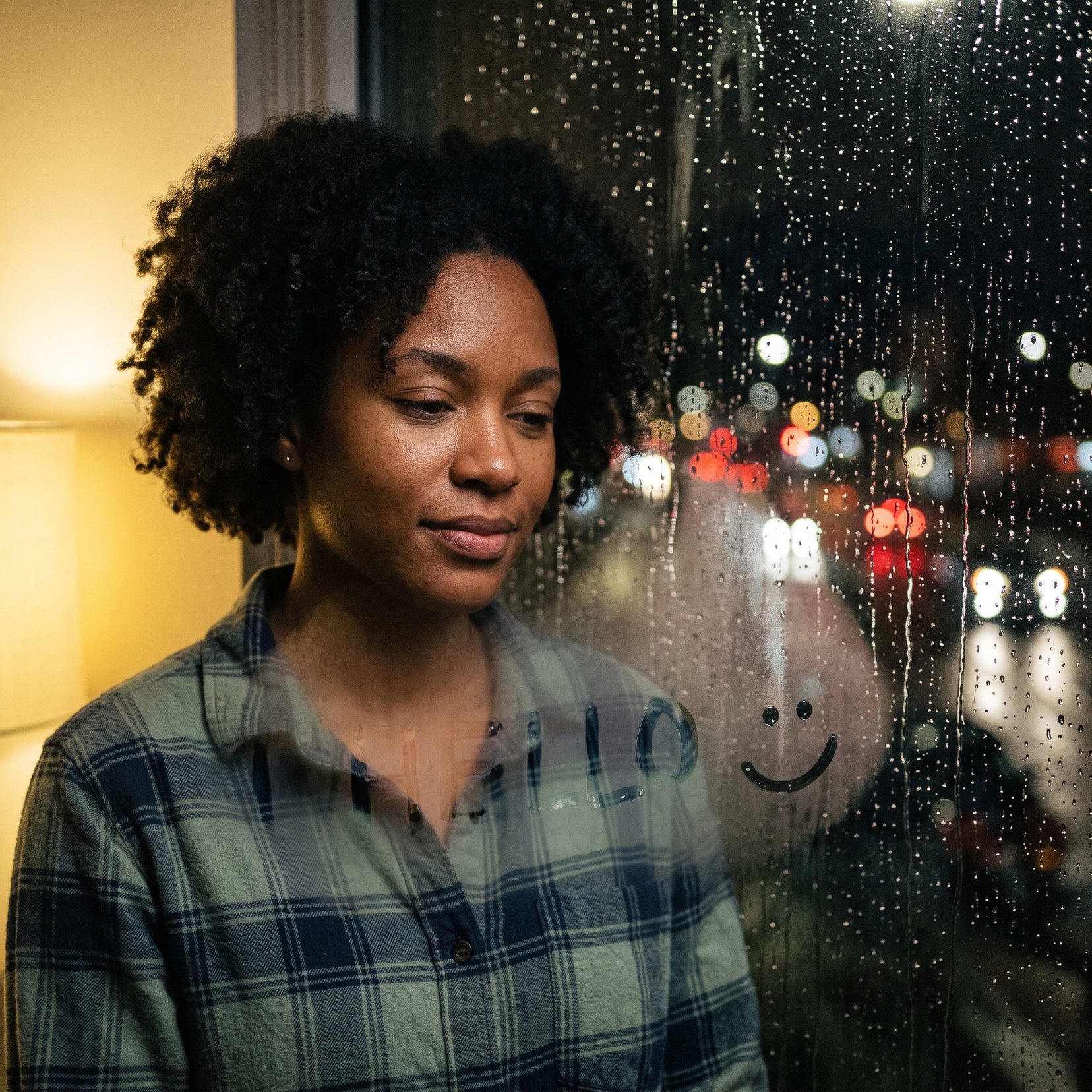 Rainy Window Doodle Portrait Prompt