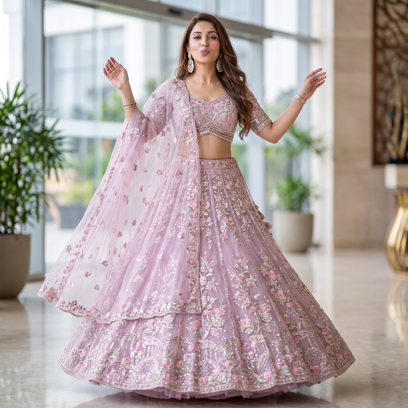 Elegant Indian Lehenga Fashion Photography Prompt