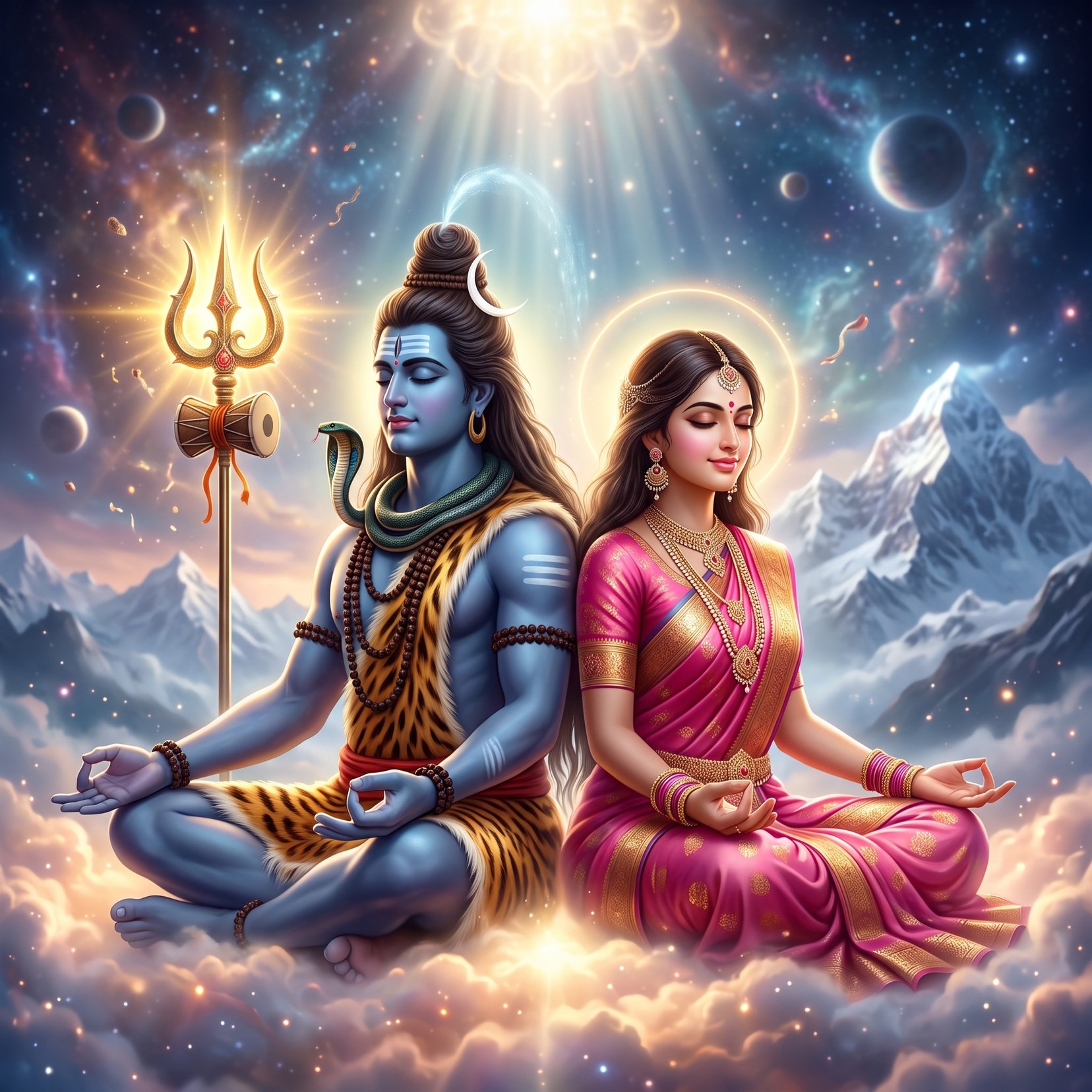 Divine Artwork of Lord Shiva and Goddess Parvati