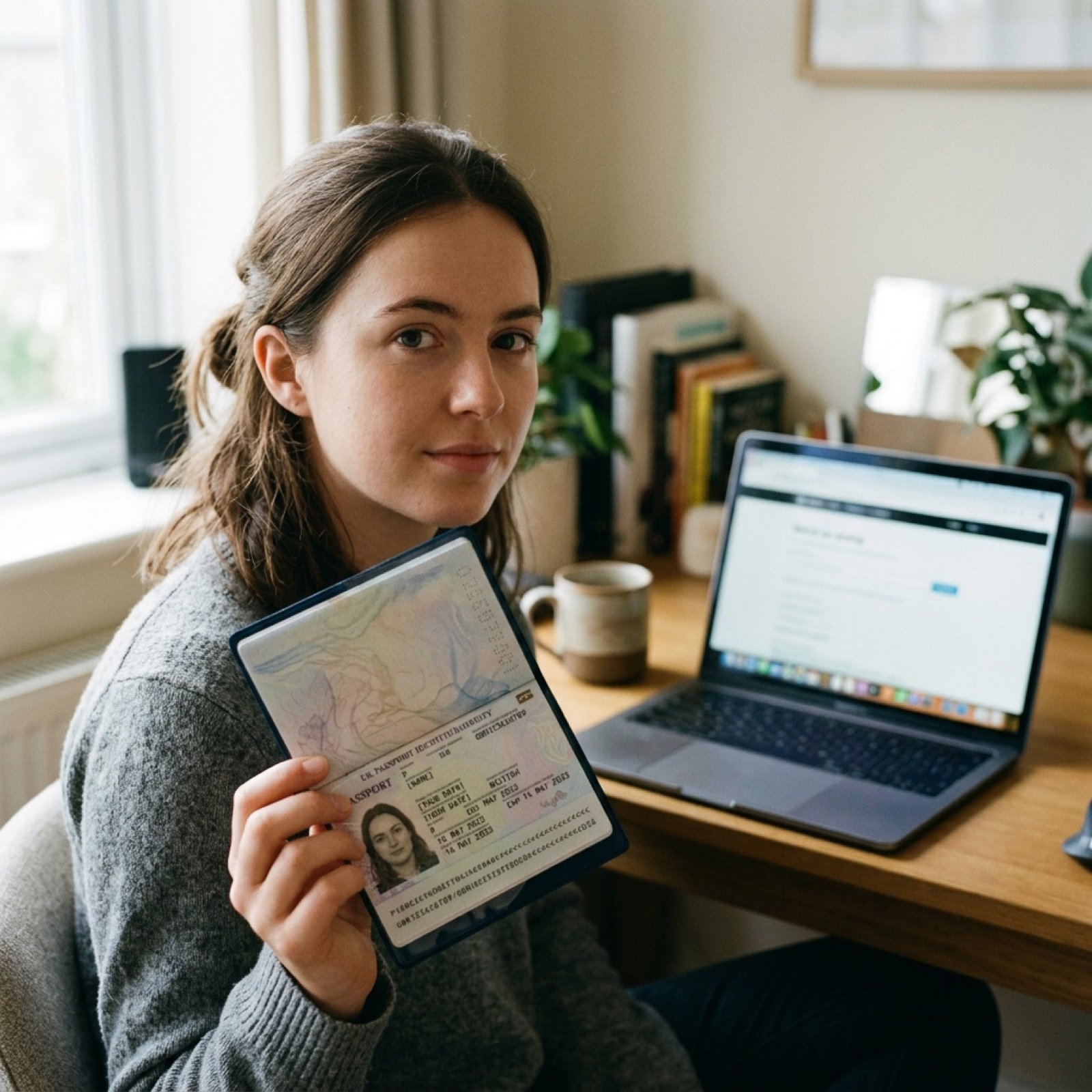 ID verification character with visible passport
