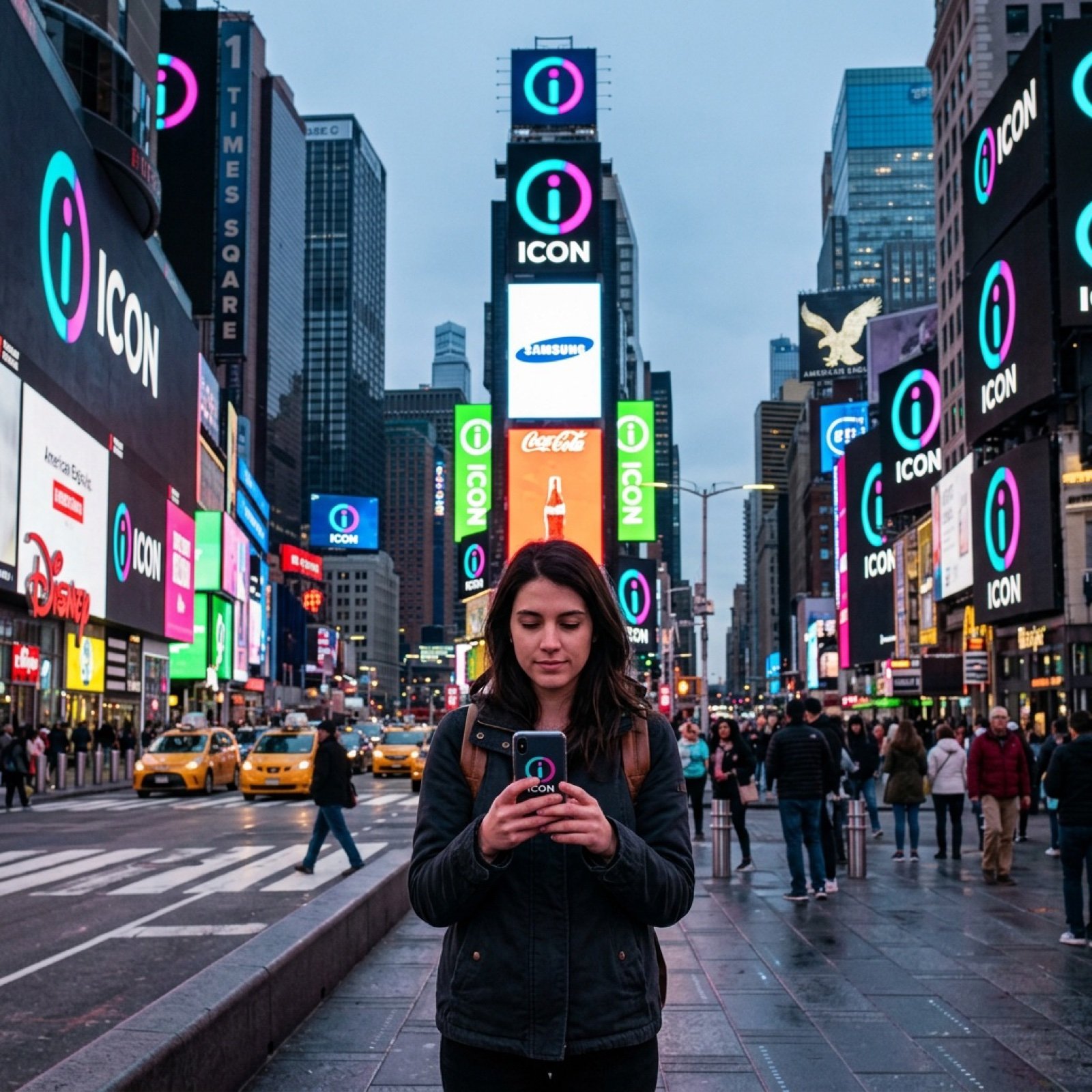 Times Square icon on many screens