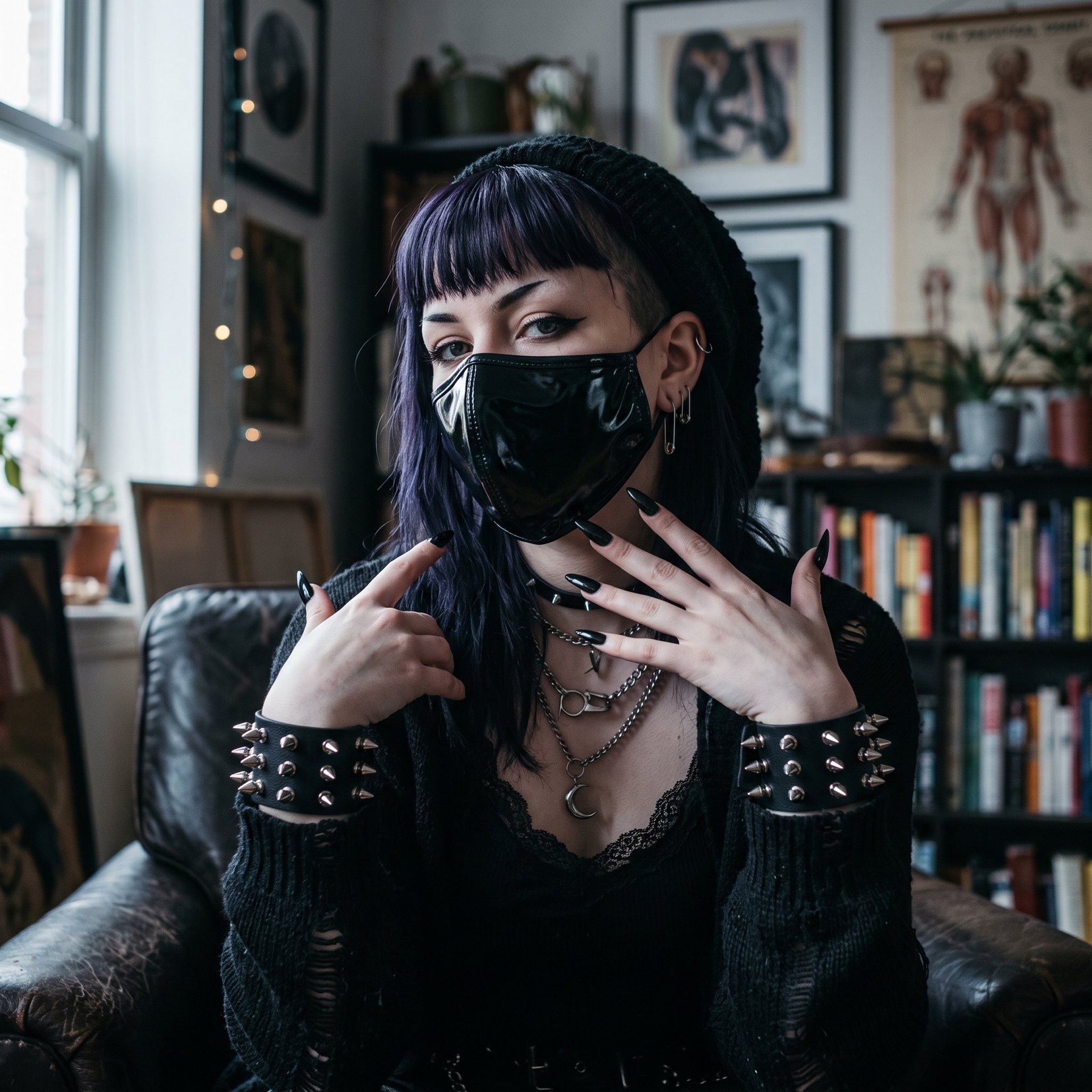 AI Influencer in Goth Fashion Portrait