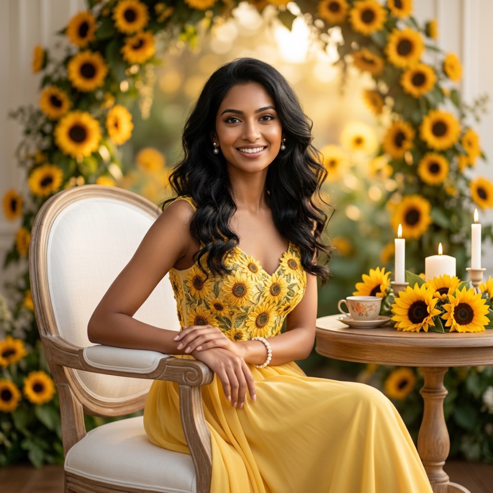 Ultra-Realistic Studio Portrait of Lady in Yellow Gown
