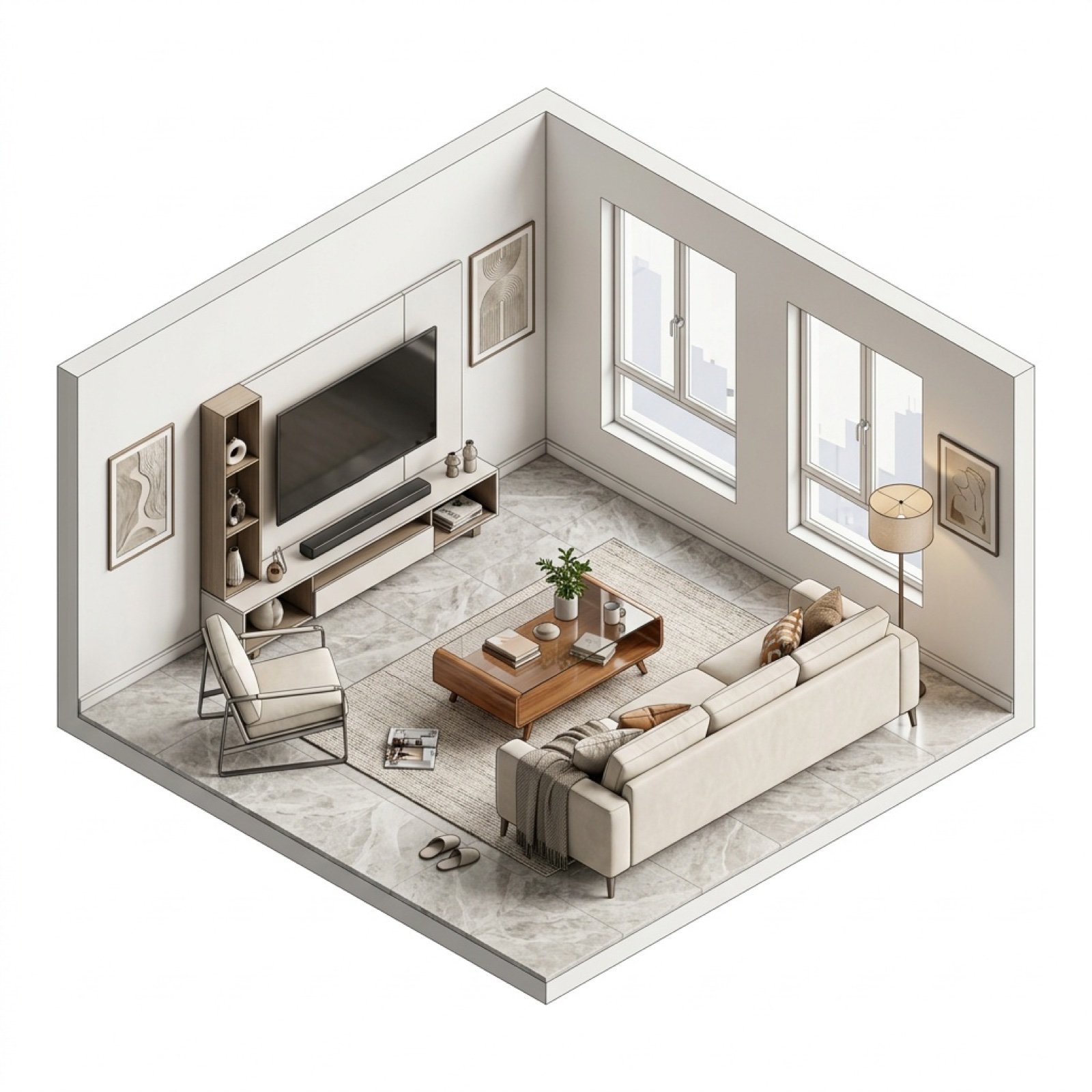 Isometric Interior Design Time-Lapse Video Generation Prompts