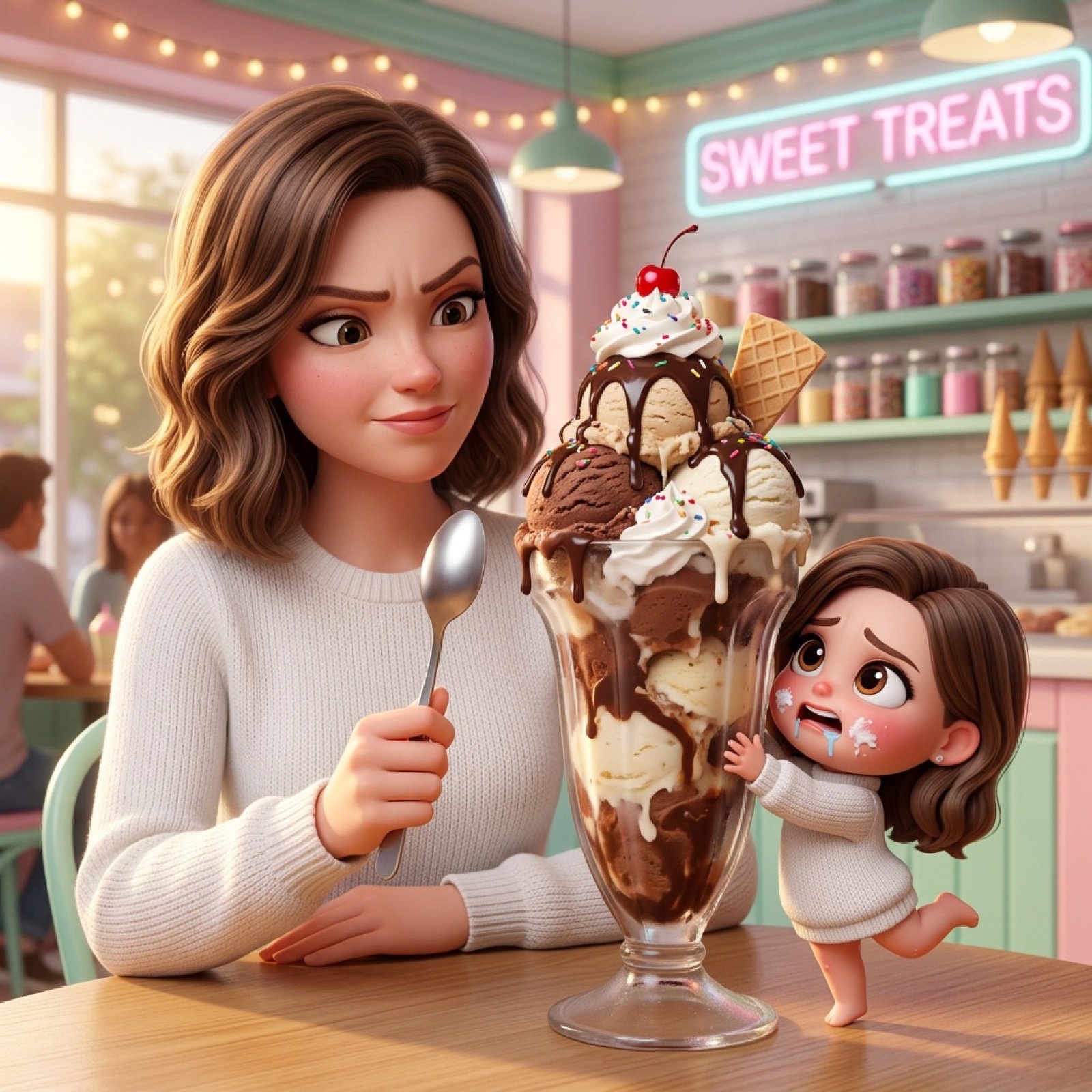 Ice Cream Heist Chibi Cartoon Prompt