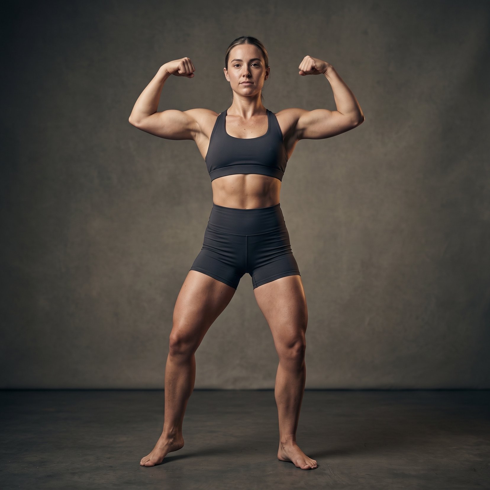 Cinematic Fitness Editorial Flex Pose Prompt