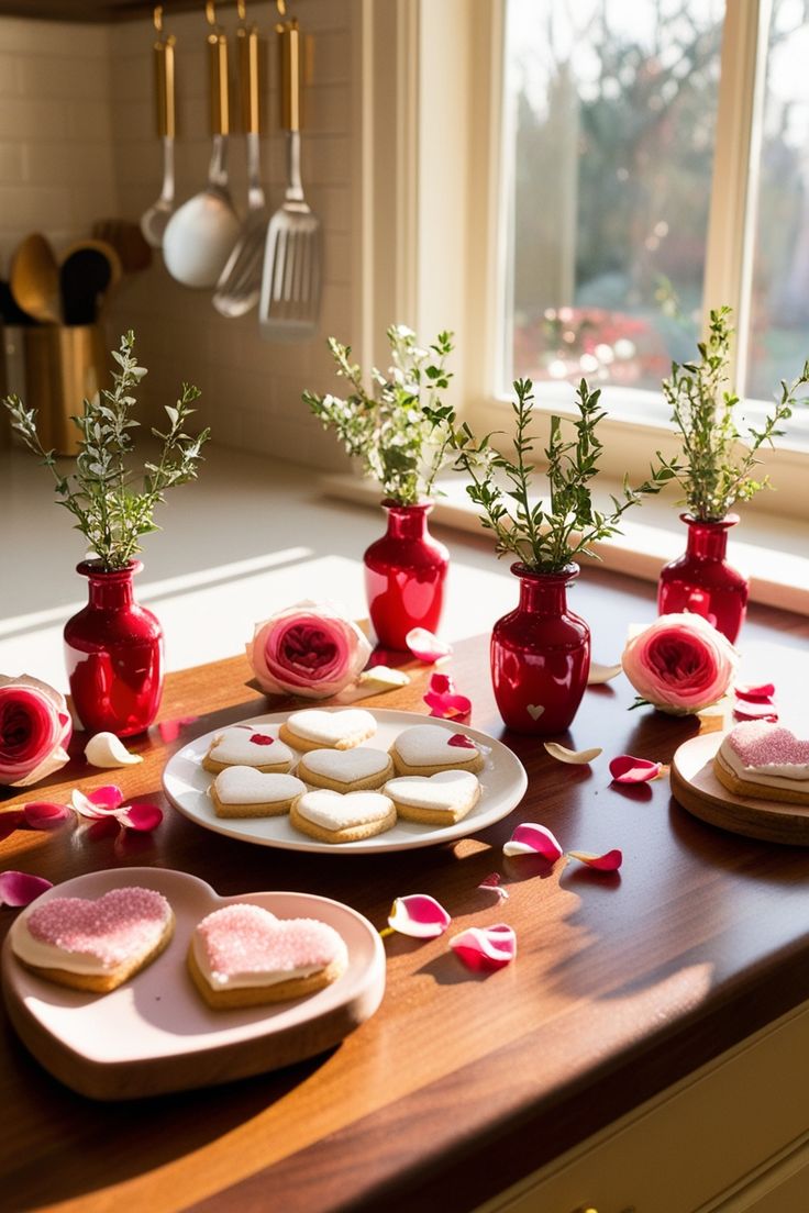 Romantic Valentine's Kitchen Flatlay