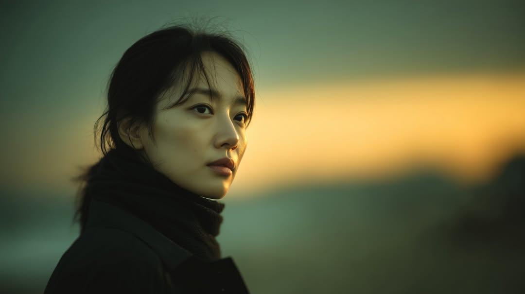 Sunset Side Profile East Asian Portrait
