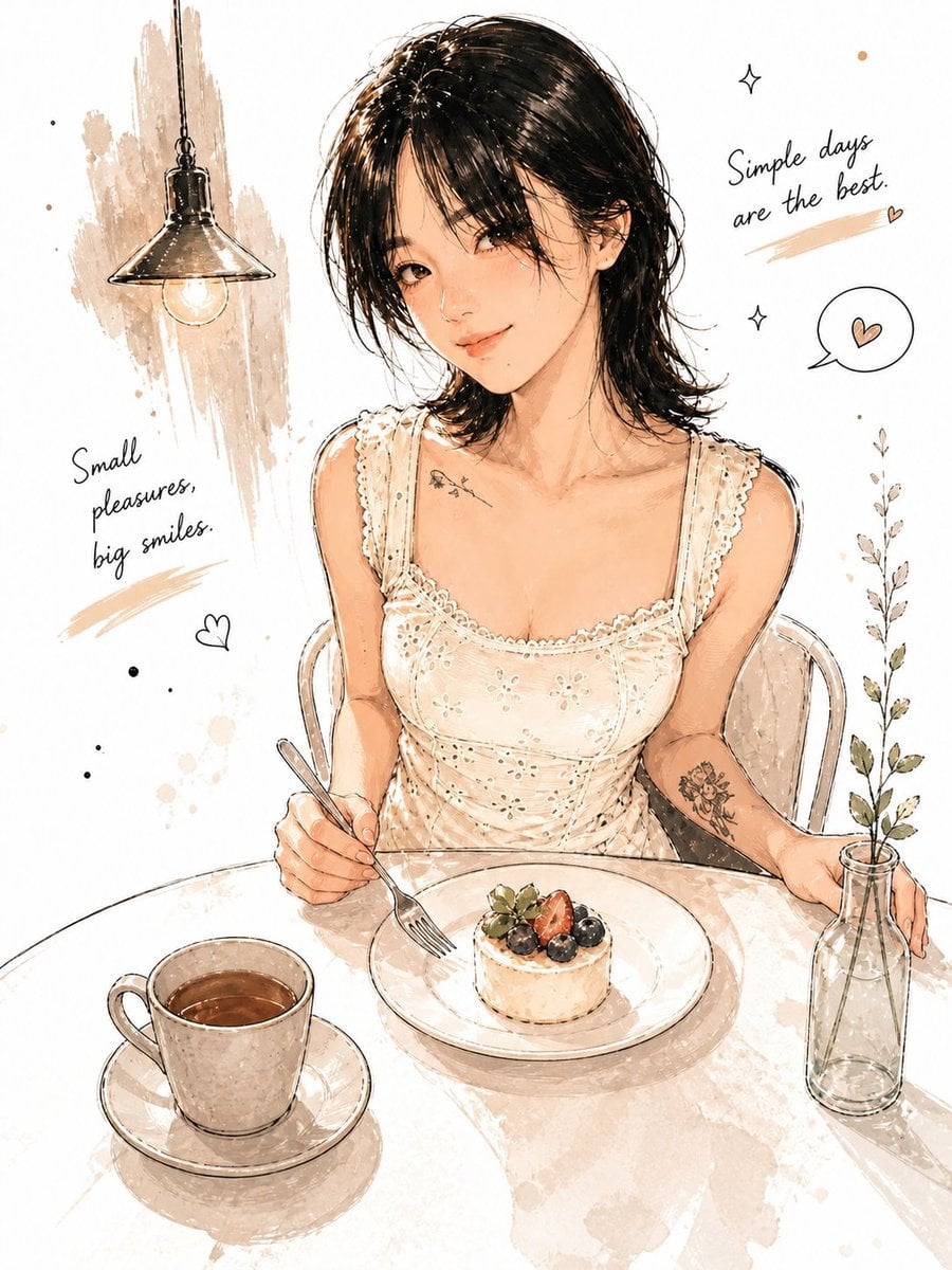 Watercolor Café Cheesecake Editorial Illustration
