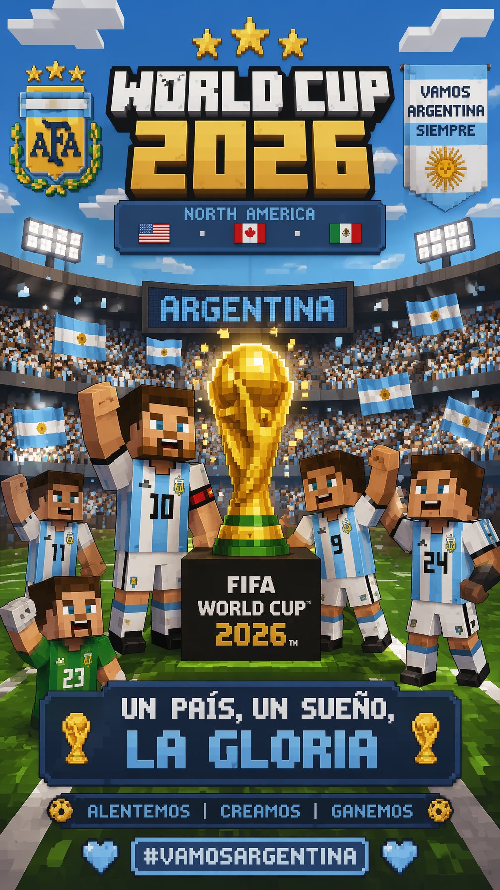 minecraft worldcup argentina voxel poster