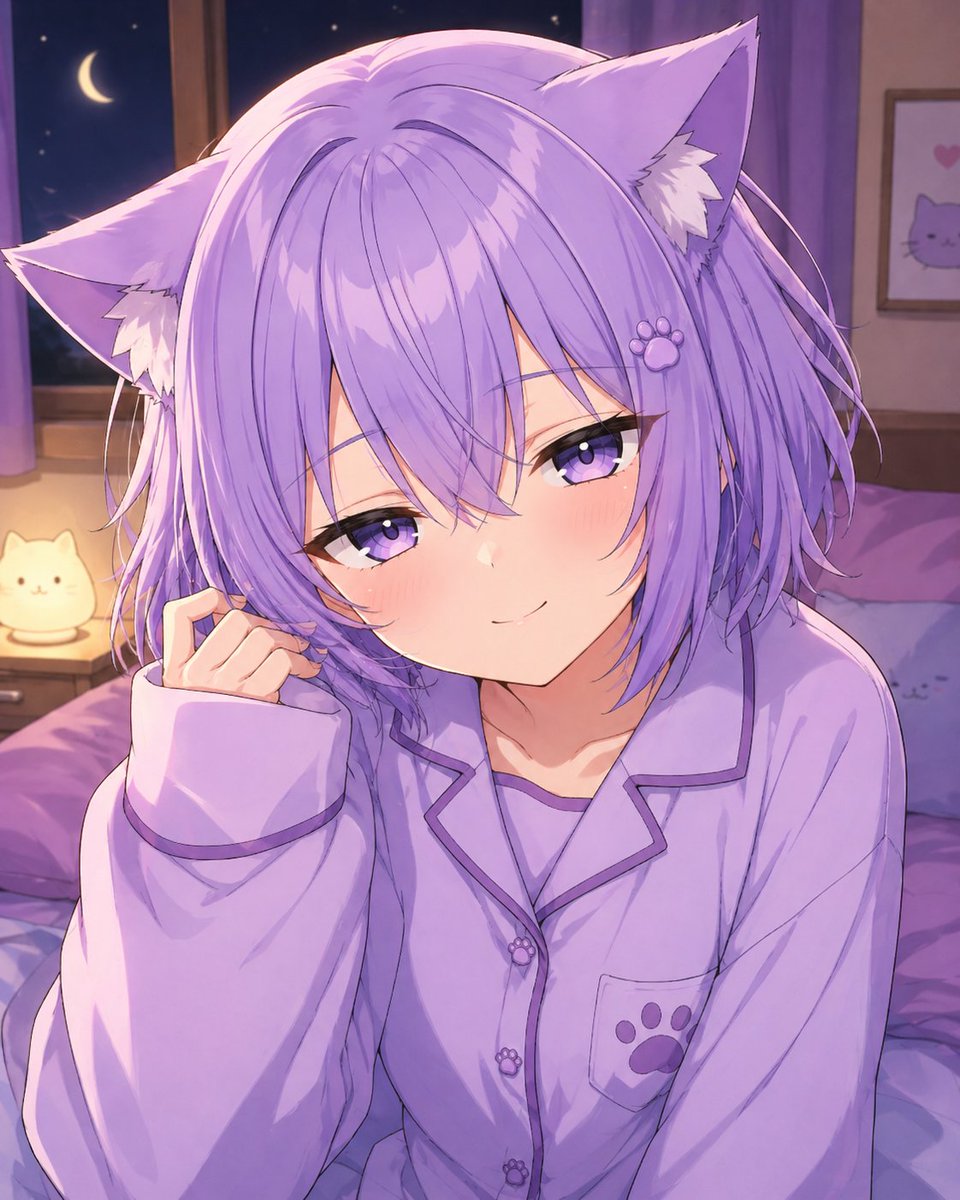 Gpt2 Profile Avatar Cozy Catgirl Pajama Night Portrait
