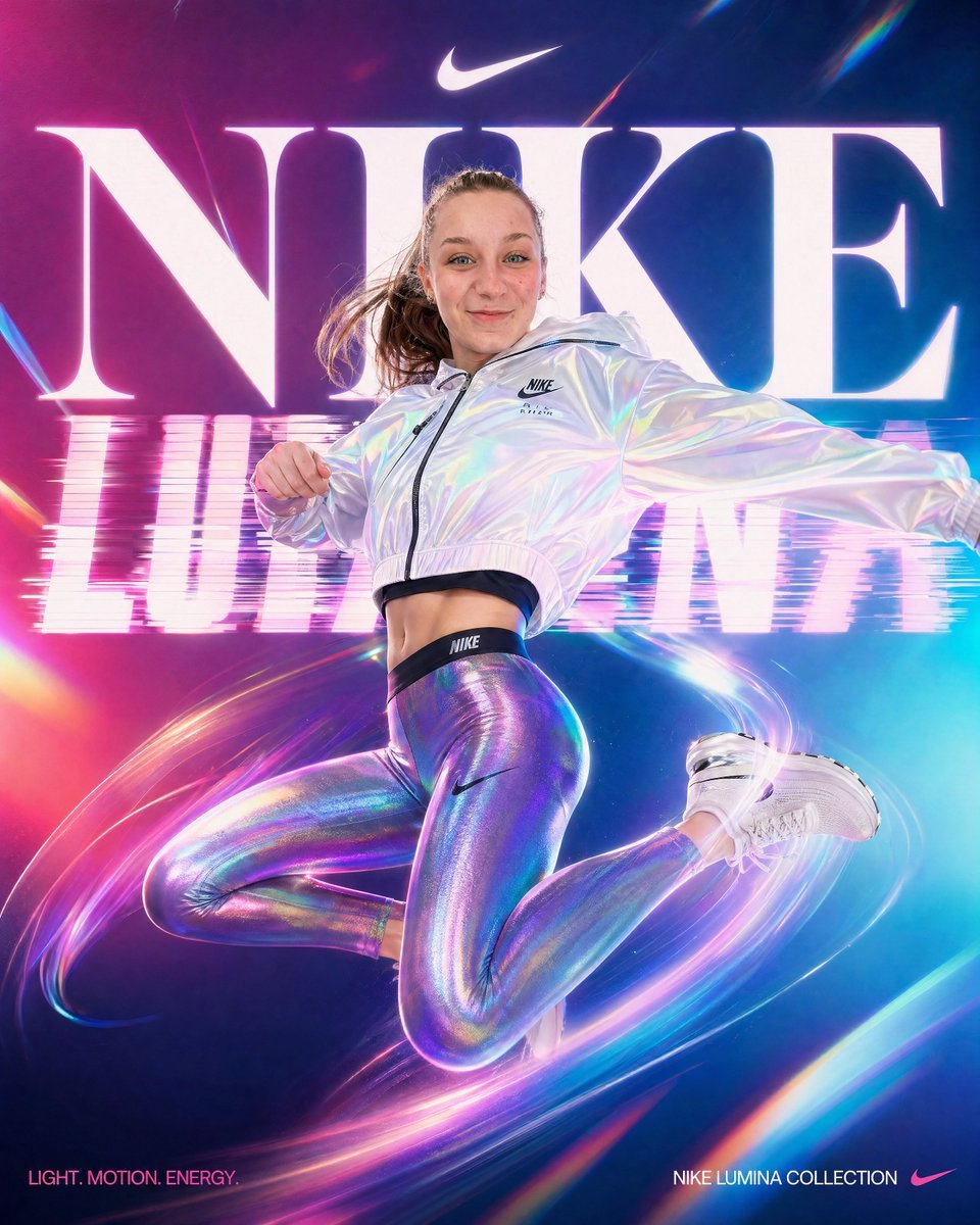 Gpt2 Product Marketing Neon Nike Lumina Ad Poster