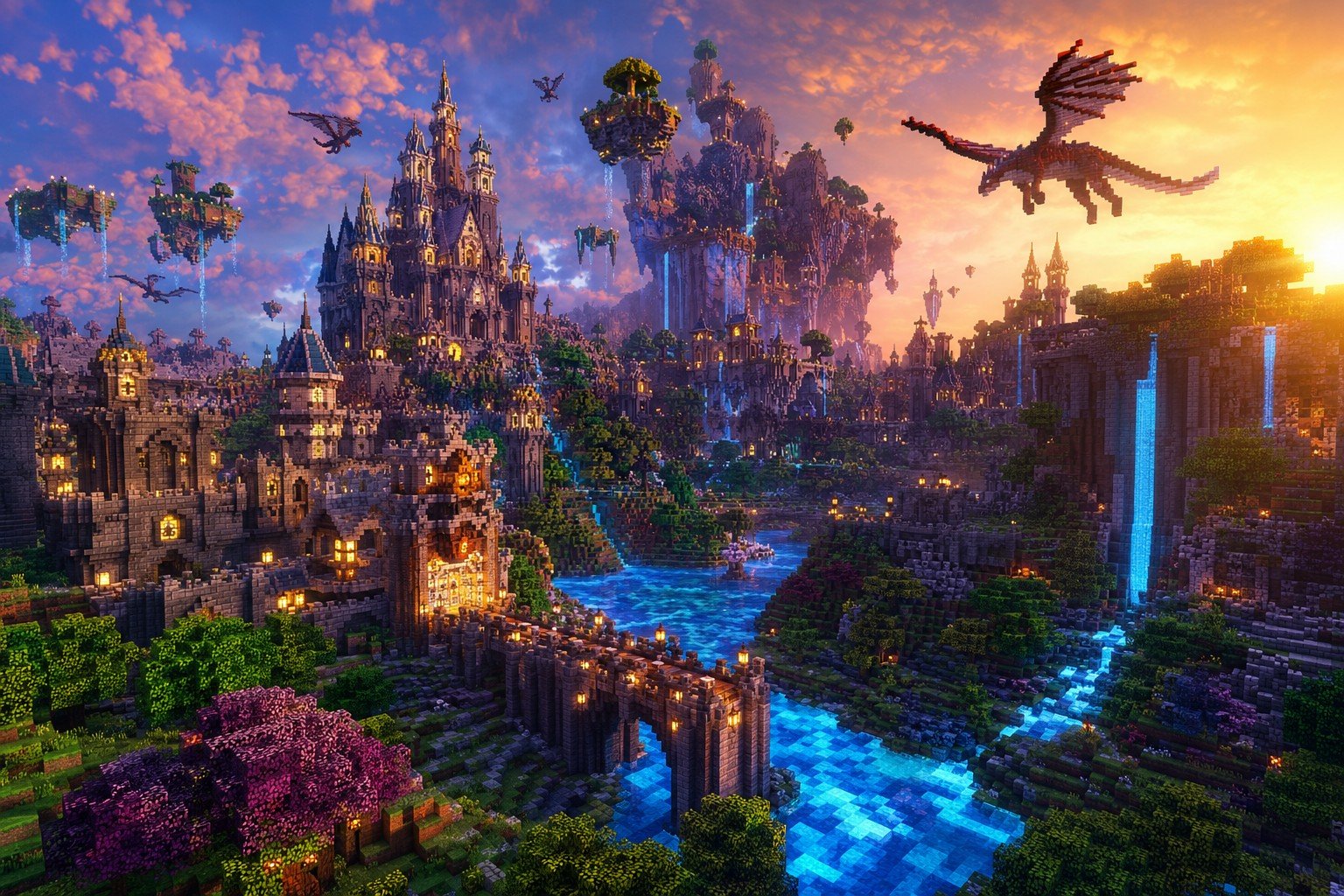Minecraft Fantasy Kingdom Voxel Landscape